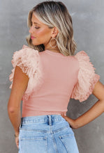 Load image into Gallery viewer, Pink Ruffle Sleeve Knit Top
