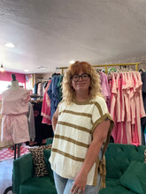 Load image into Gallery viewer, Mocha stripped tie side knitted top