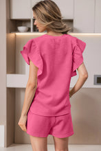 Load image into Gallery viewer, PINK TEXTURED RUFFLE TOP AND SHORT SET