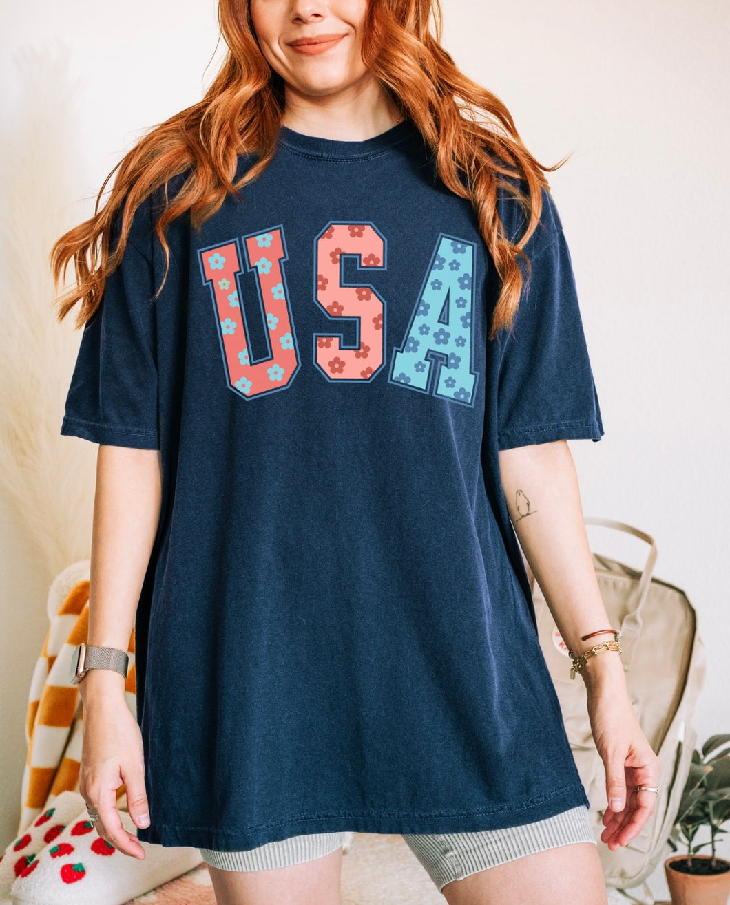 Floral USA Tee