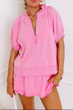 Load image into Gallery viewer, Pink Half Zip &amp; Ruffle Skort Set
