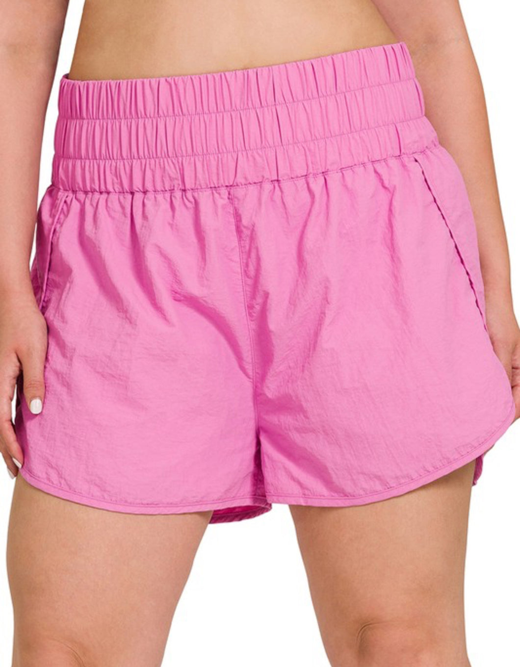 Plus Size Smocked Running Shorts