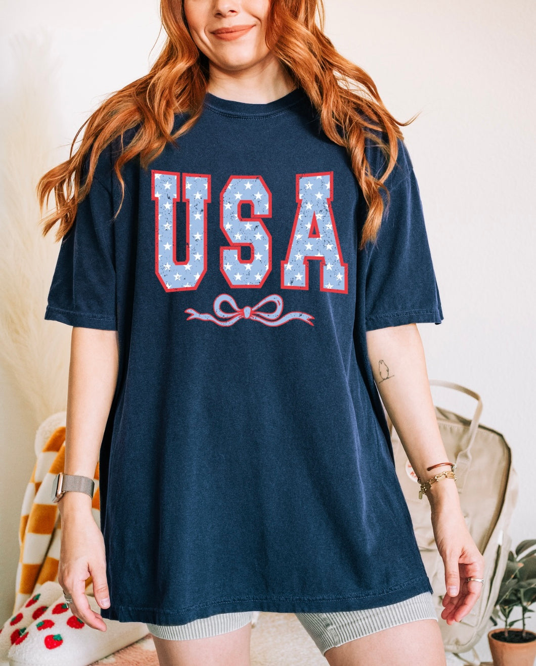 USA stars & bow tee