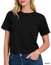 Load image into Gallery viewer, Cotton Crew Neck Cropped Tee (Multiple Color Options Available)
