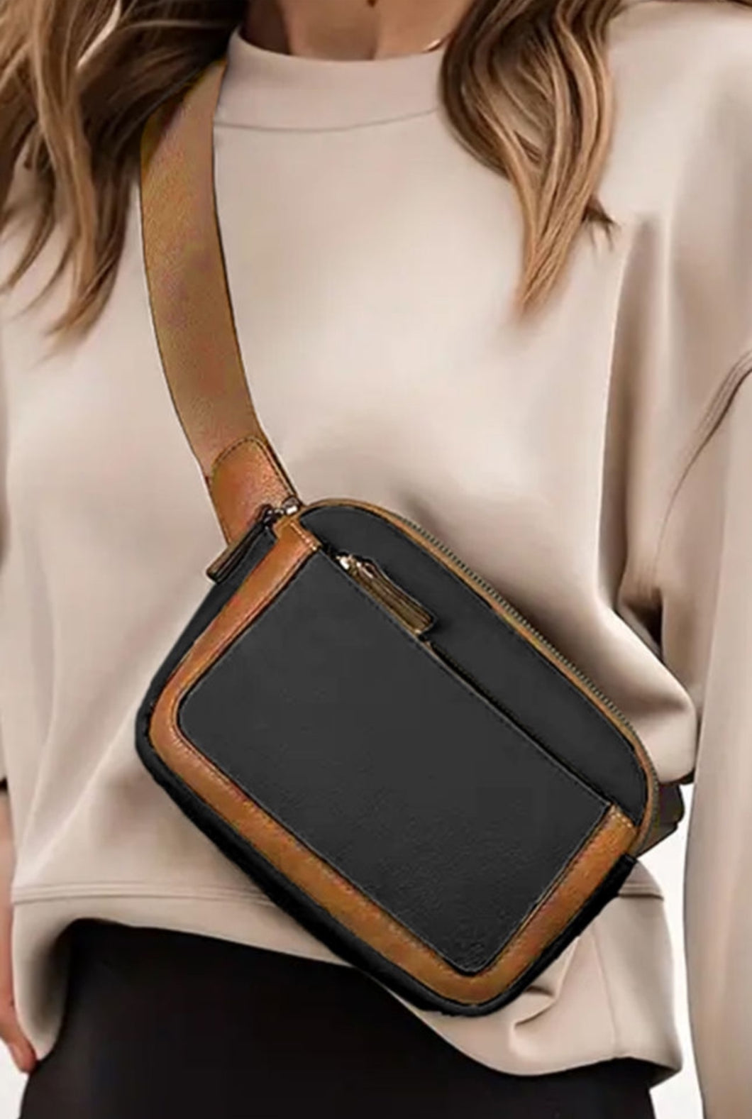 Black & Tan Leather Crossbody