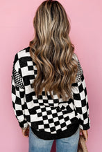 Load image into Gallery viewer, Black Checkered Round Neck Sweater
