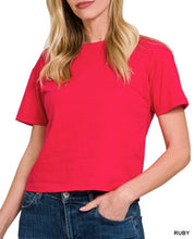 Load image into Gallery viewer, Cotton Crew Neck Cropped Tee (Multiple Color Options Available)
