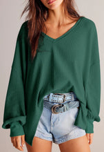 Load image into Gallery viewer, Waffle Knit Vneck Top (multiple color options available)
