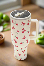 Load image into Gallery viewer, Cherries &amp; Bows 40 oz spill proof tumbler
