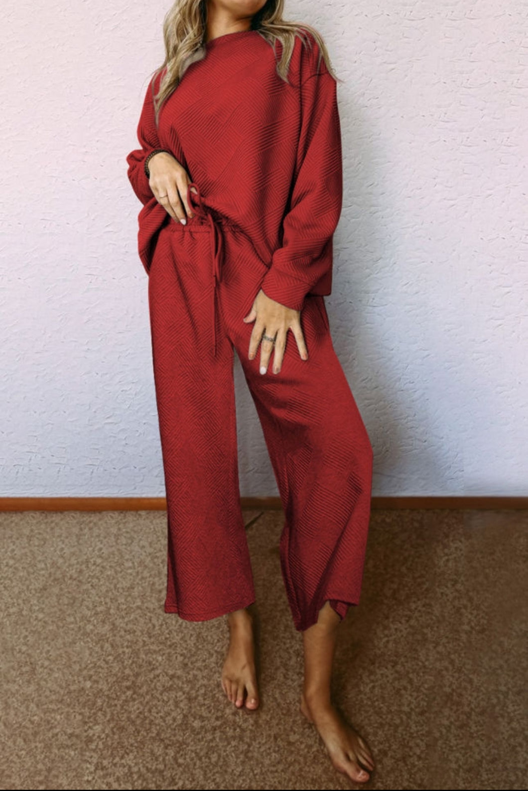 Textured Longsleeve Pant Set