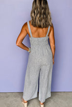 Load image into Gallery viewer, Black Striped Half Button Wide Leg Jumpsuit
