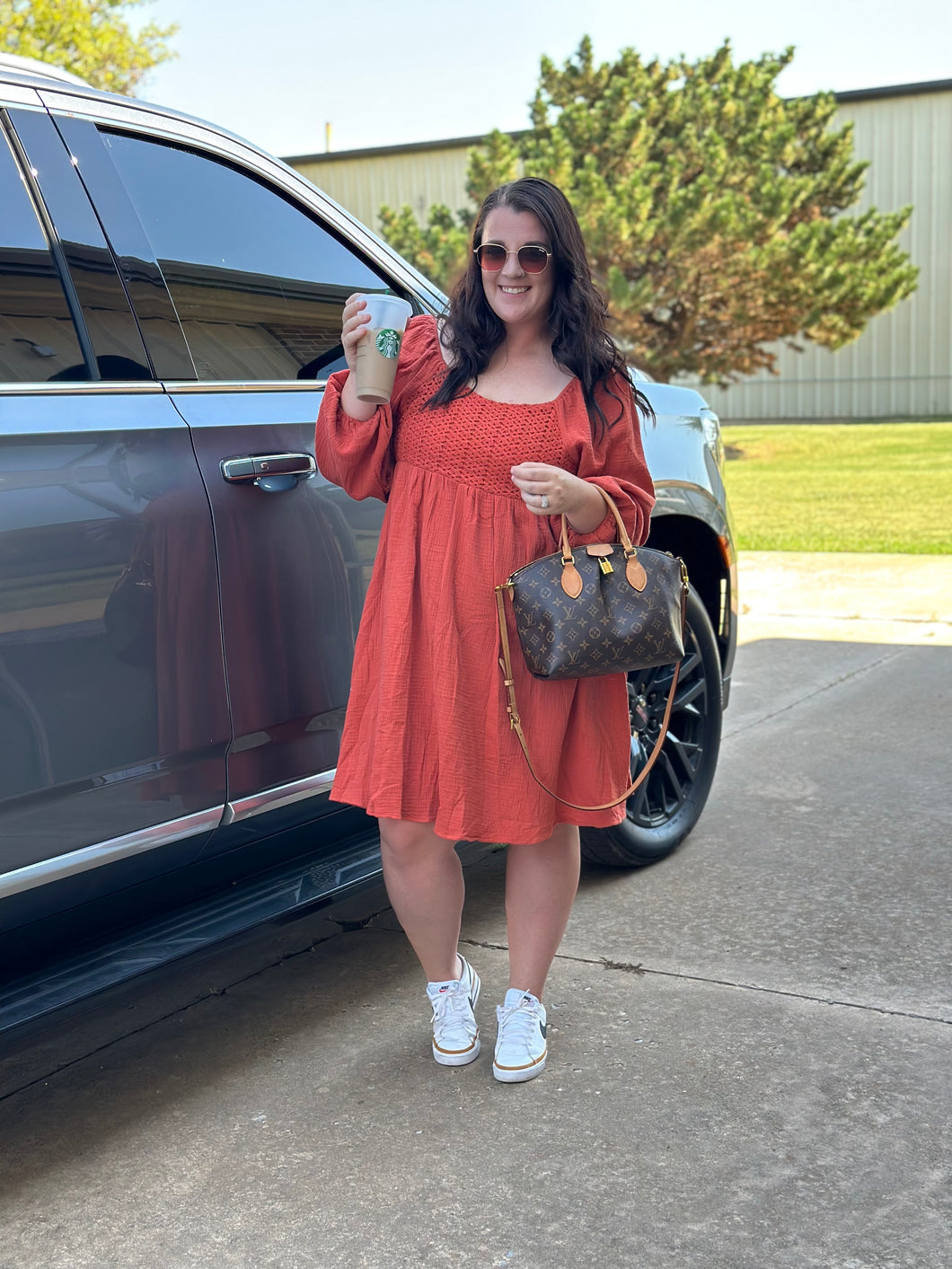 Pumpkin Spice Puff Sleeve Dress