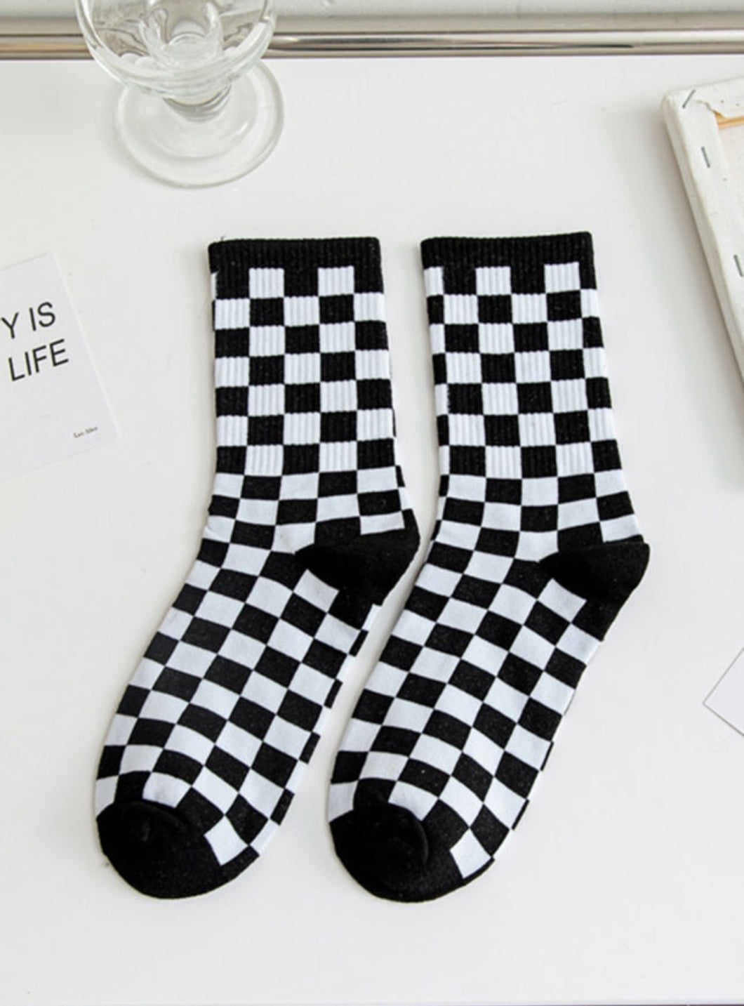 Black Checkered Socks