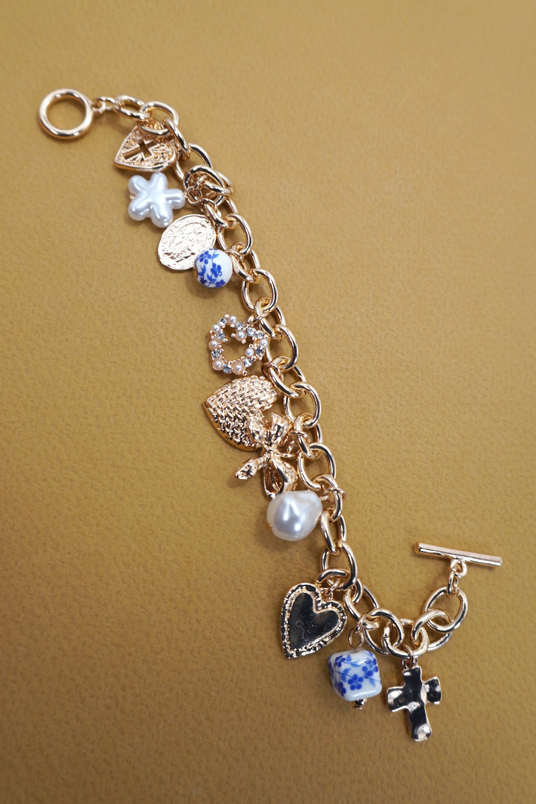 Blue Floral Charm Bracelet