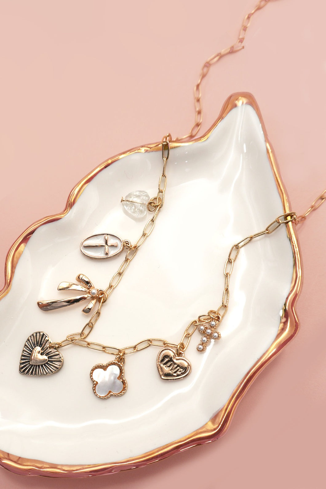 Cross & Clover Charm Necklace