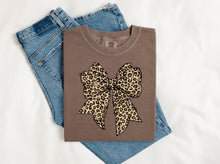 Load image into Gallery viewer, Leopard Bow Tee (multiple color options available)
