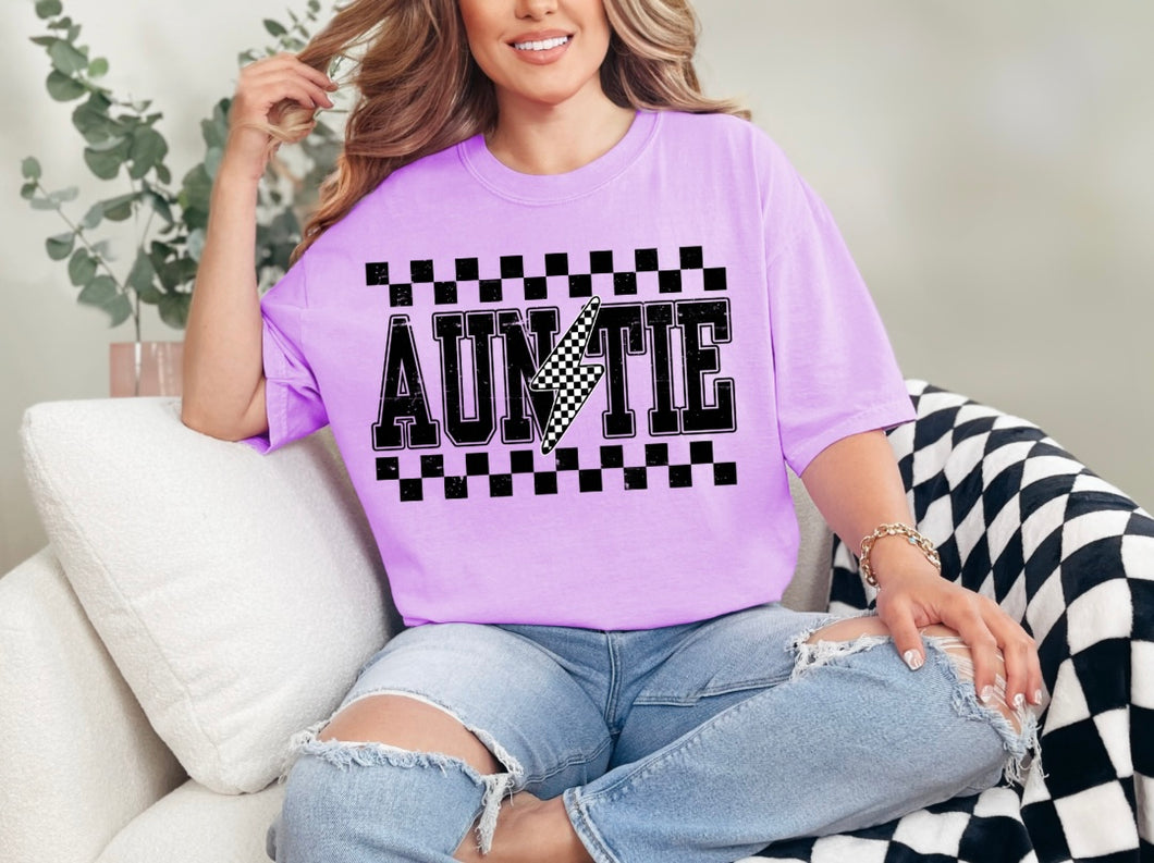 Auntie Checkered Bolt Tee