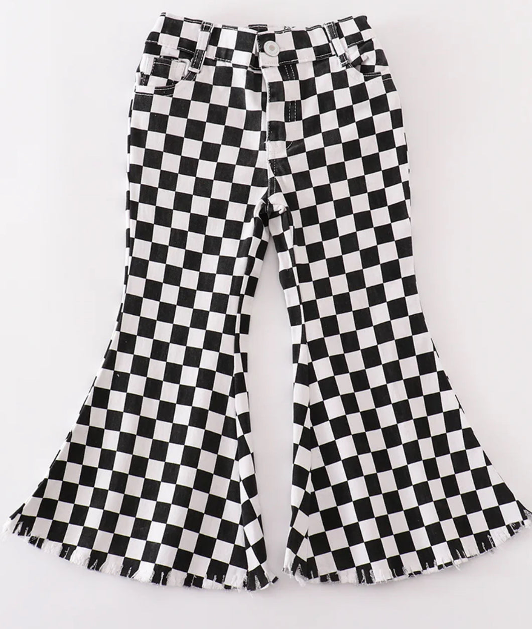 Girls Black Checkered Bells