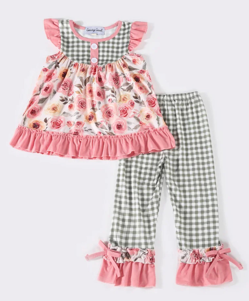 Plaid & Floral Ruffle Set