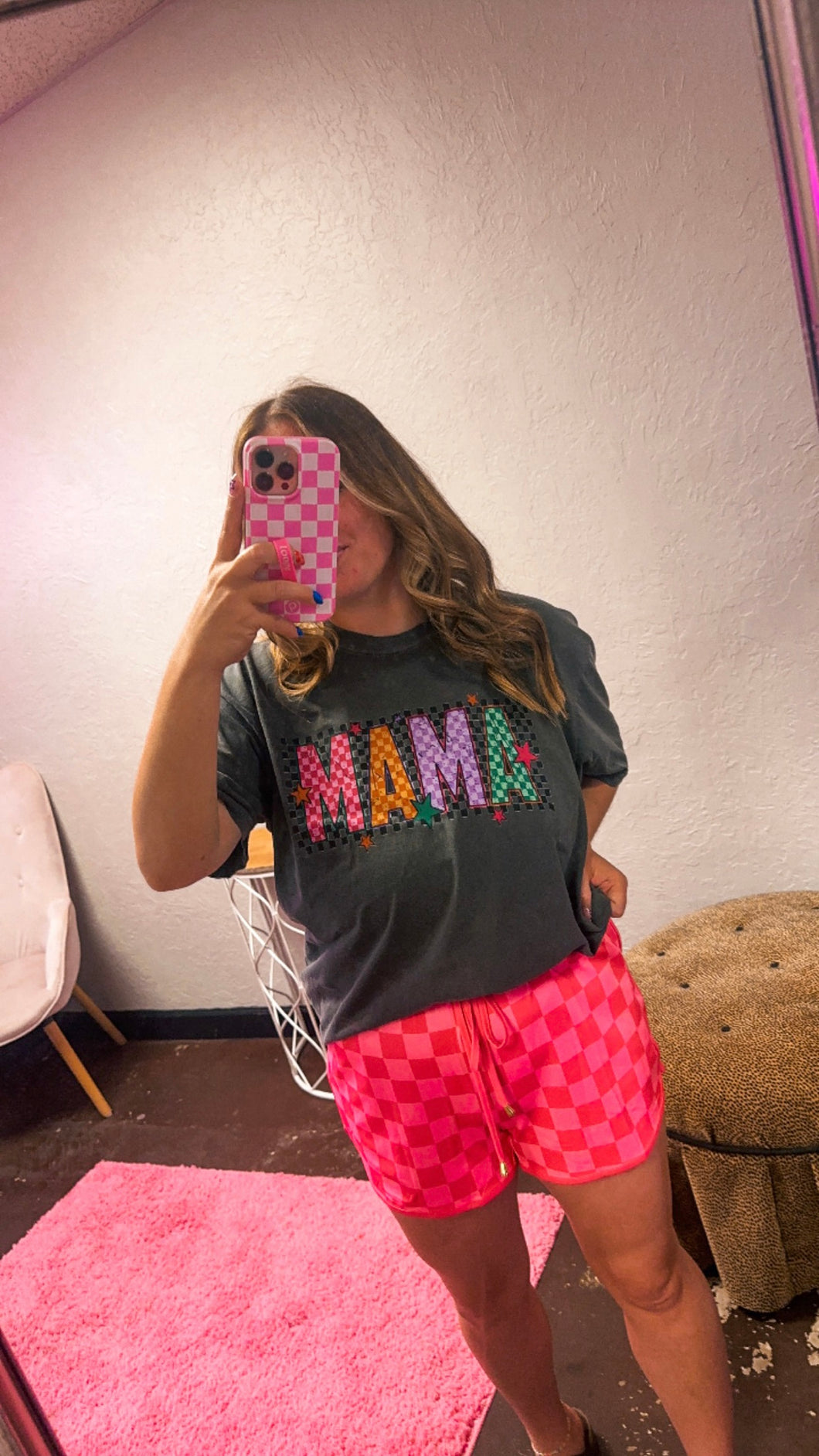 Colorful Checkered Mama Tee