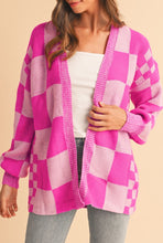 Load image into Gallery viewer, Pink Checkered Open Front Sweater
