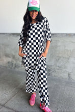 Load image into Gallery viewer, Black &amp; White Checkered Loose Fit Boyfriend Set
