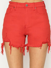 Load image into Gallery viewer, Risen High Rise Distressed Shorts
