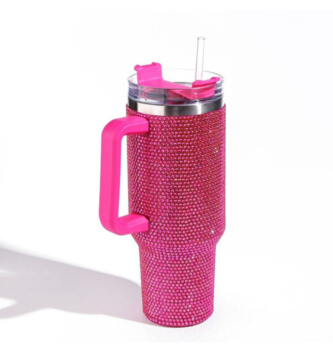 Pink 40oz Rhinestone Tumbler