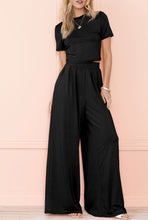 Load image into Gallery viewer, The Georgia Matching Set -  Black Baby Tee &amp; Wide Leg Pants
