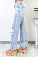 Load image into Gallery viewer, Light Wash Distressed Cuffed Jean
