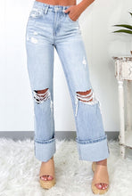 Load image into Gallery viewer, Light Wash Distressed Cuffed Jean
