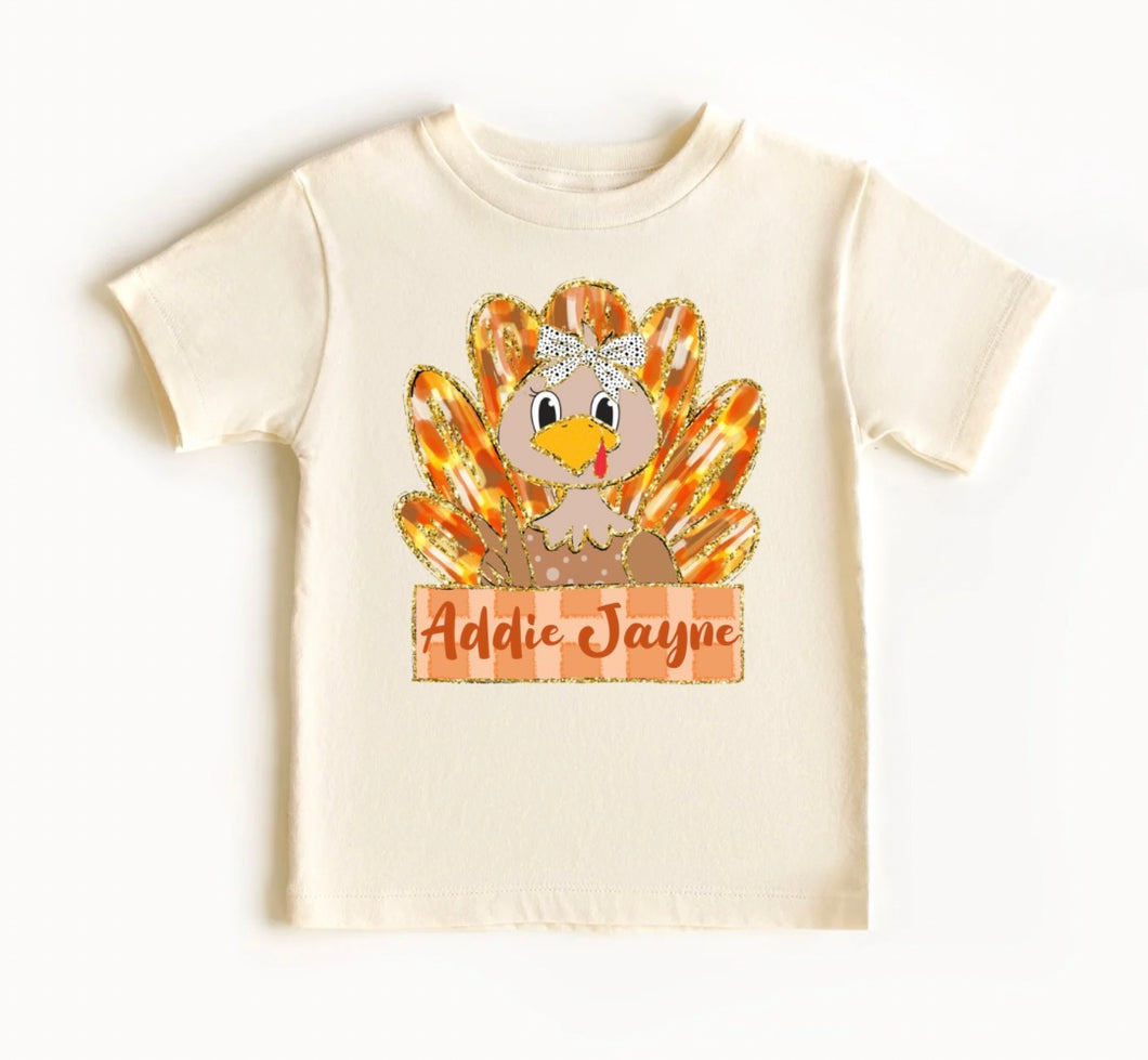 Girls Custom Turkey Name Tee