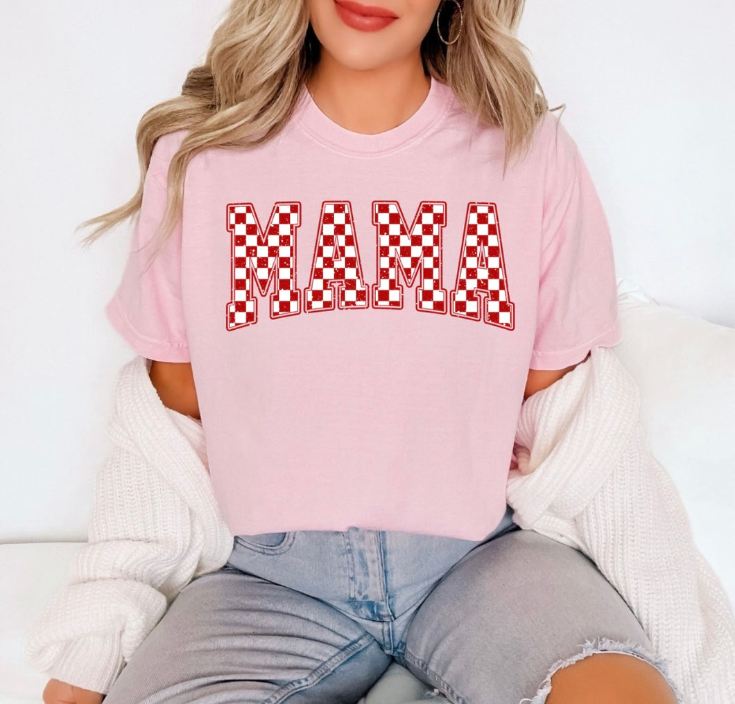 Red Checkered Mama Tee
