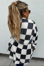 Load image into Gallery viewer, Black &amp; White Checkered Waffle Knit Cardigan
