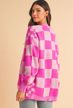 Load image into Gallery viewer, Pink Checkered Open Front Sweater
