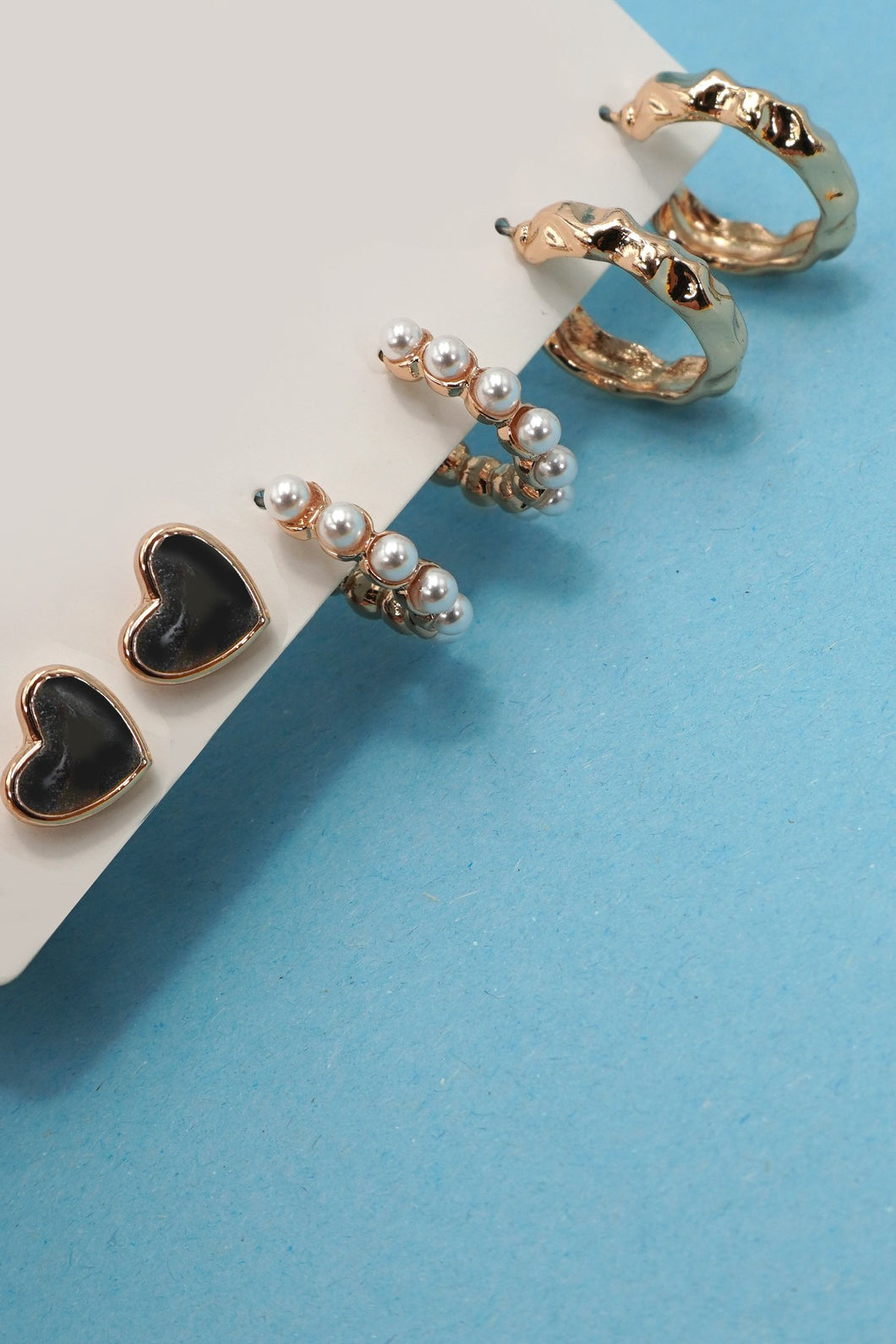 Black Heart Earring Trio