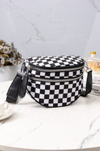 Load image into Gallery viewer, Black check double zipper sling bum bag
