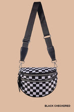 Load image into Gallery viewer, Black check double zipper sling bum bag
