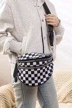 Load image into Gallery viewer, Black check double zipper sling bum bag

