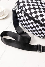 Load image into Gallery viewer, Black check double zipper sling bum bag
