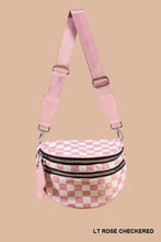 Load image into Gallery viewer, Rose check double zipper sling bum bag
