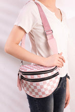 Load image into Gallery viewer, Rose check double zipper sling bum bag
