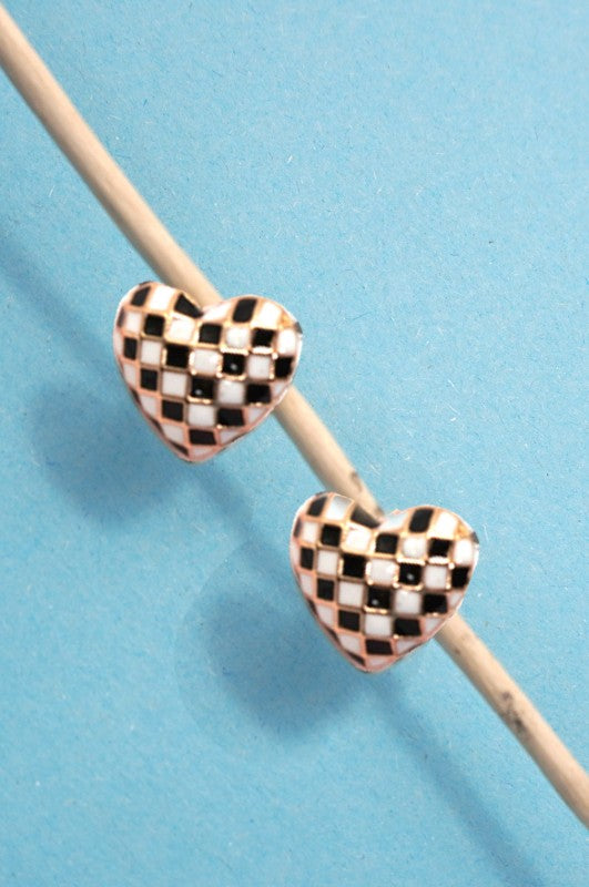 Checkered Hearts Earring
