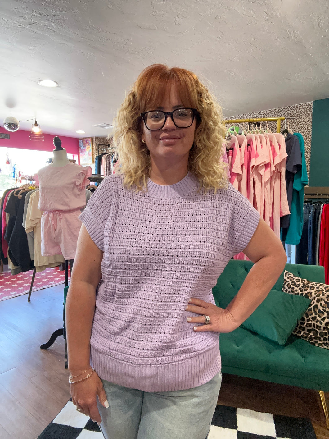 lavender knit top