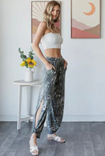 Load image into Gallery viewer, LEOPARD &amp; CAMO SIDE SLIT ANKLE TIE PANTS
