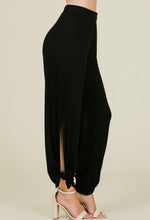 Load image into Gallery viewer, BLACK ANKLE TIE SIDE SLIT PANTS
