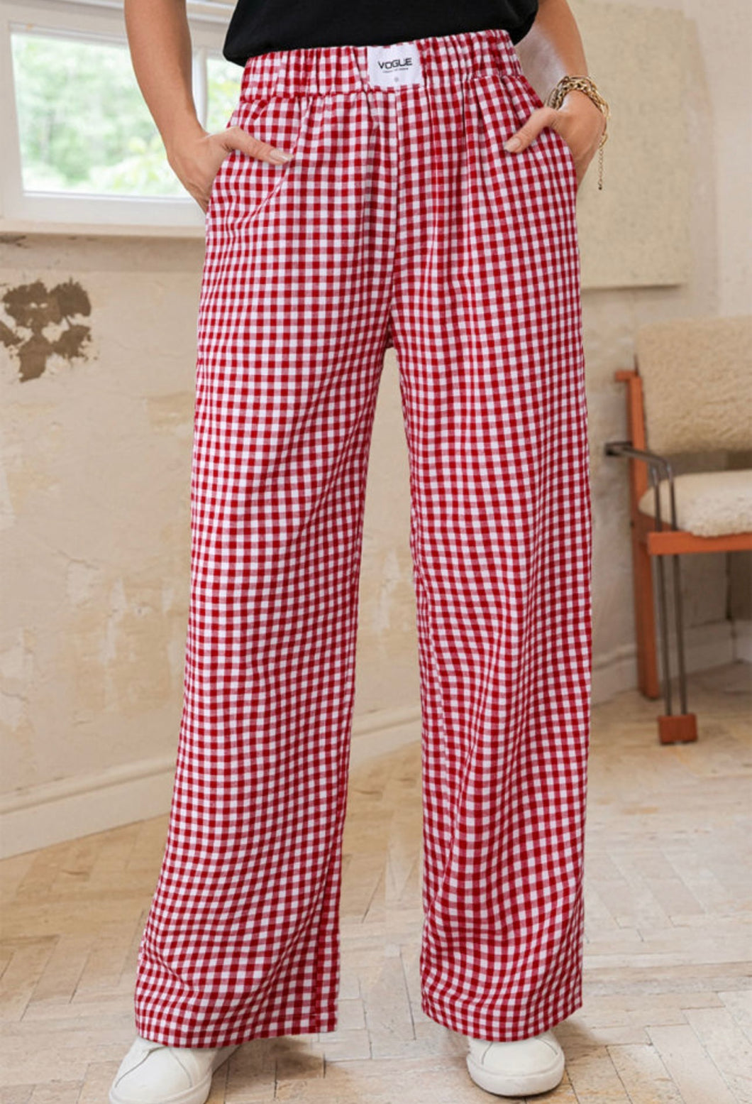 Red Gingham Pants w/ Pockets