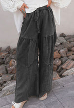 Load image into Gallery viewer, Black Mineral Wide Leg Drawstring Pants
