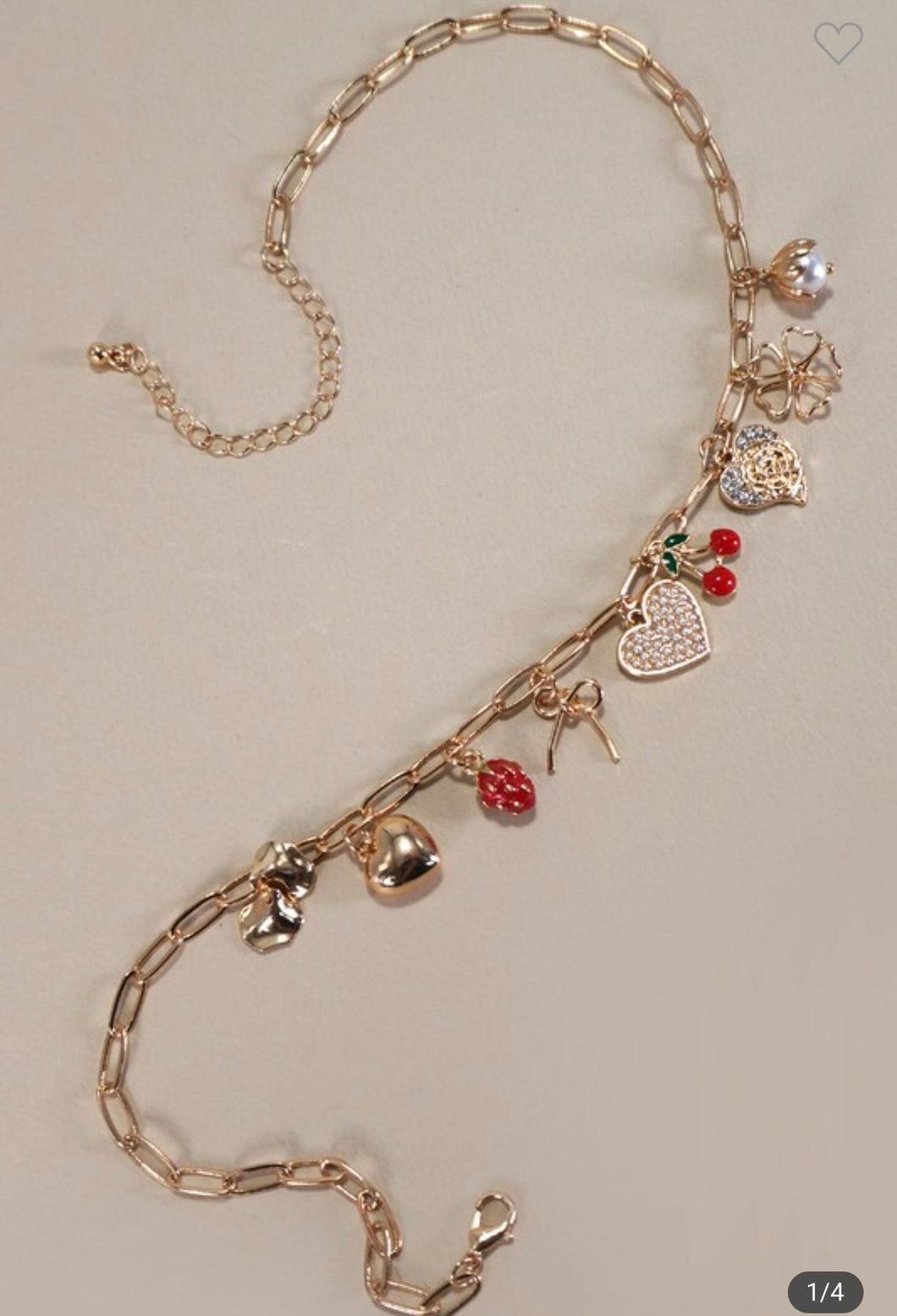 Bows & Cherries Charm Necklace