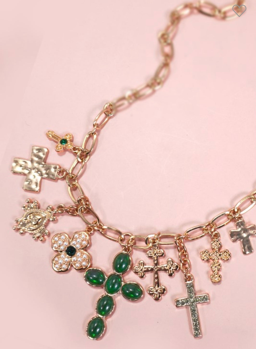 Multi Charm Cross Necklace